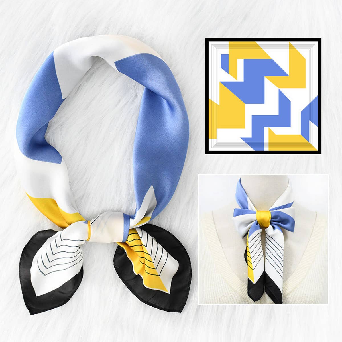 STRIPED SATIN SCARF 70CM CHIC SUMMER SUN WRAP_CWASC1153