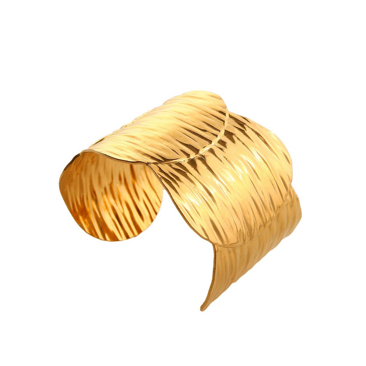 Wide Irregular Open Cuff In 18K Stainless Steel