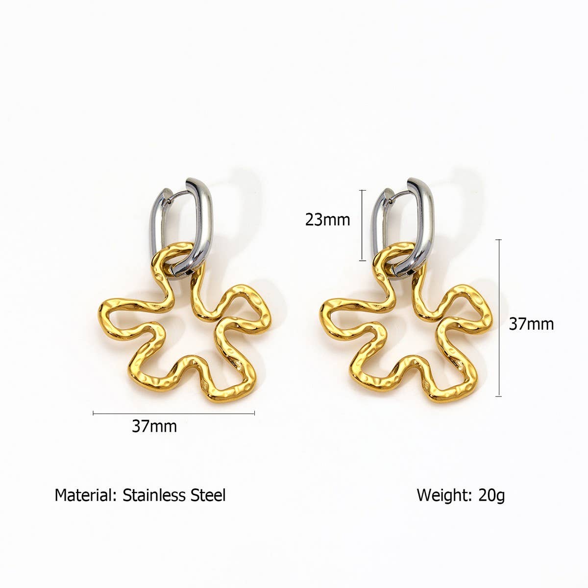 Two-Tone Gold Silver Irregular Steel Earrings_Cwmm8893