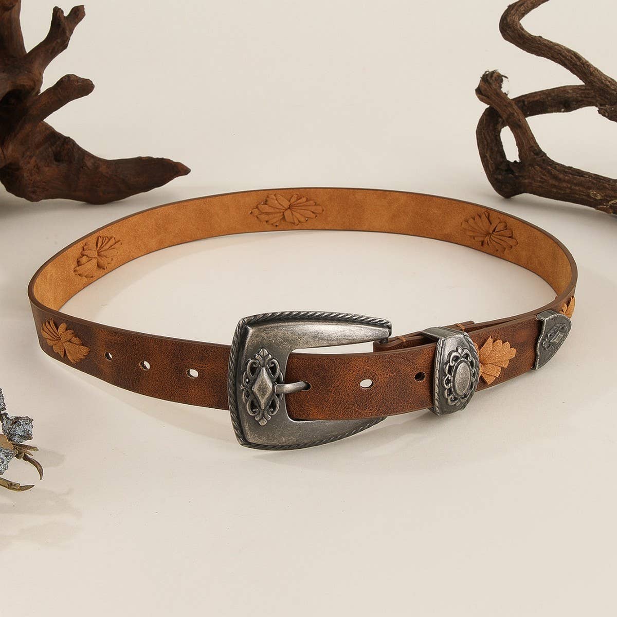 DENIM STYLE HAND WOVEN STRING PUNK STYLE RIVET BELT_CWMM3958