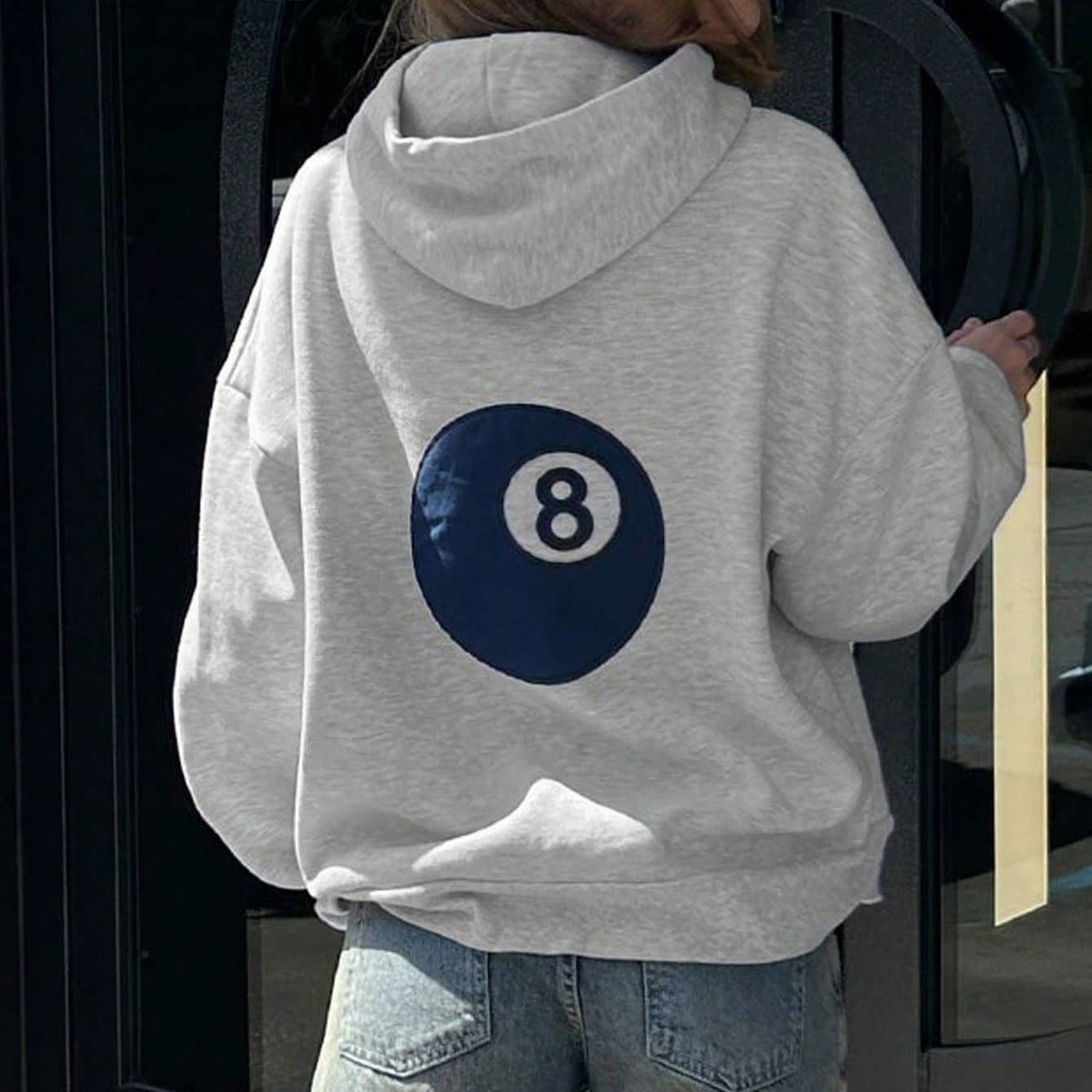 Womens Casual Drawstring Hoodie With Billiard Print