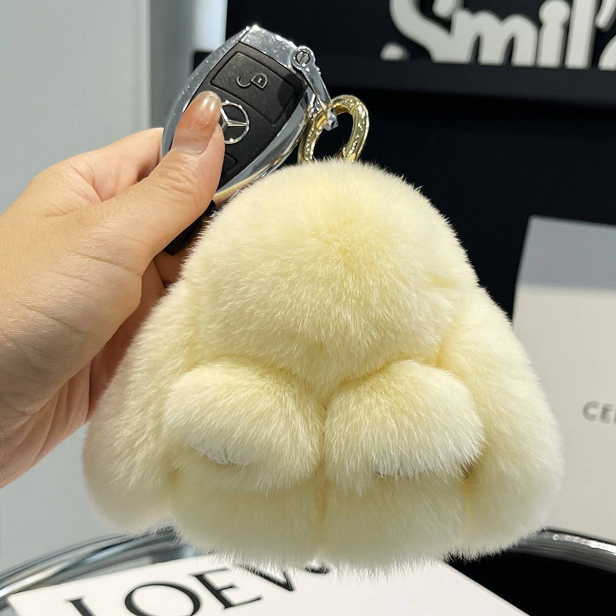 NEW MINI CUTE PLUSH BUNNY CAR KEYCHAIN PENDANT_CWMM2448