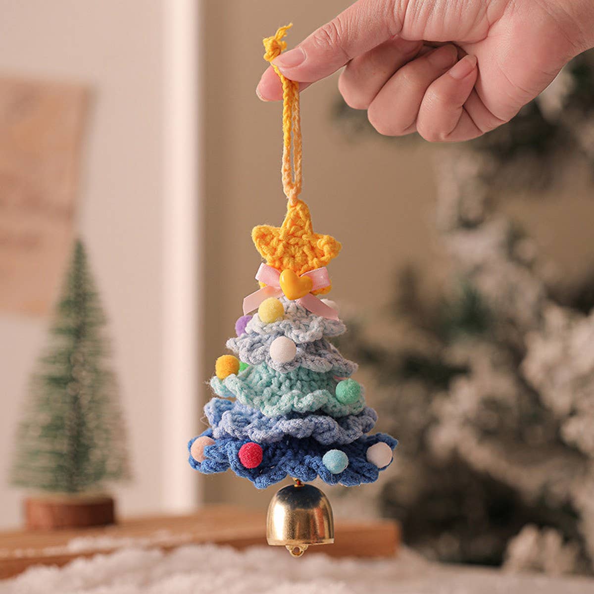 Plush Christmas Ornament Knitted Tree Hanging_Cuab00751