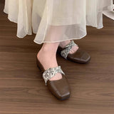 Wedge Heel Mary Jane Mules For Women