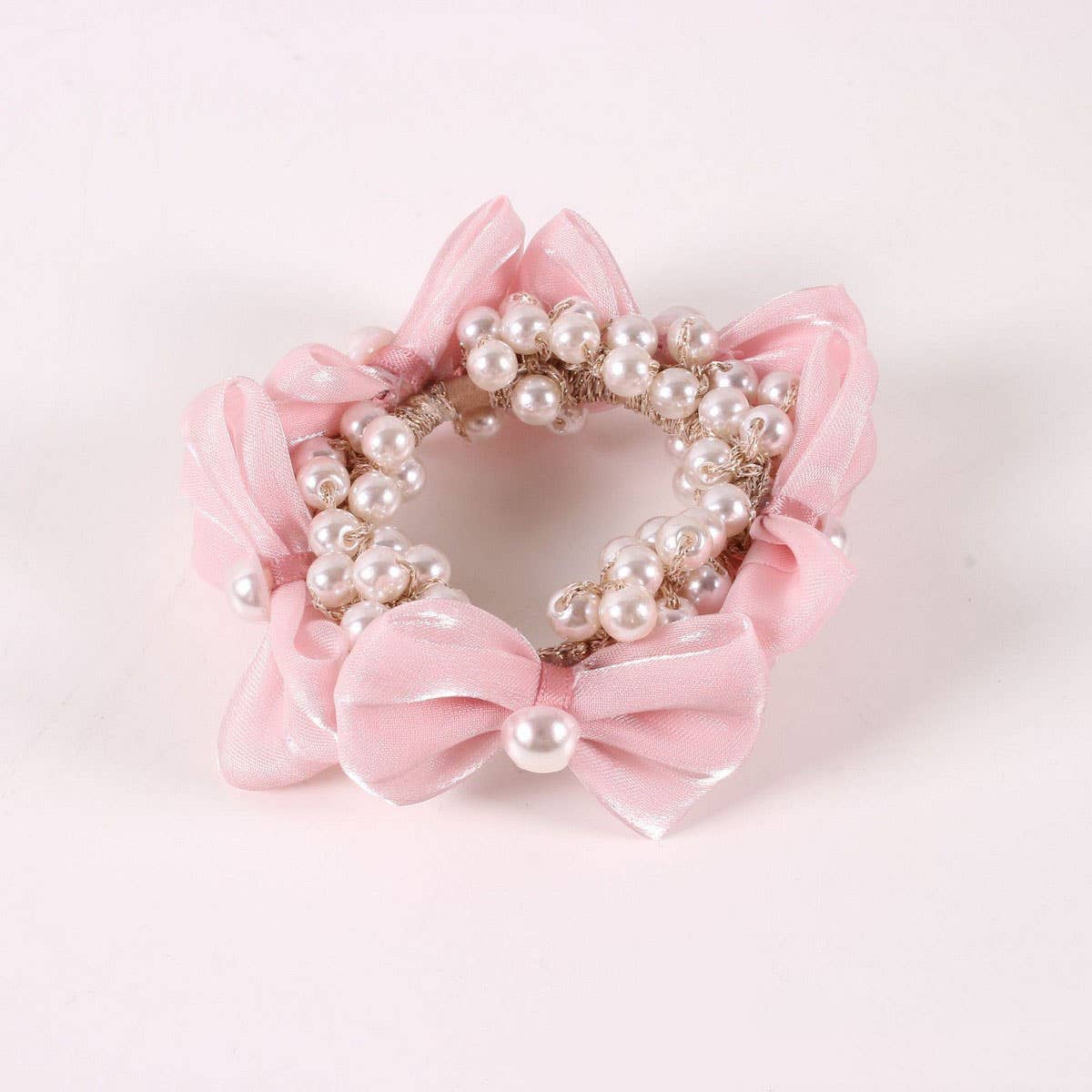 ELEGANT PEARL SATIN BOW ELASTIC HAIR TIE_CWAHA6881