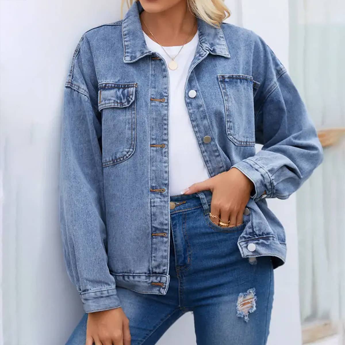 Women Wash Denim Jacket_Cwjj0083