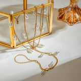 Trendy 18K Gold Zircon Pearl Double Layer Anklet