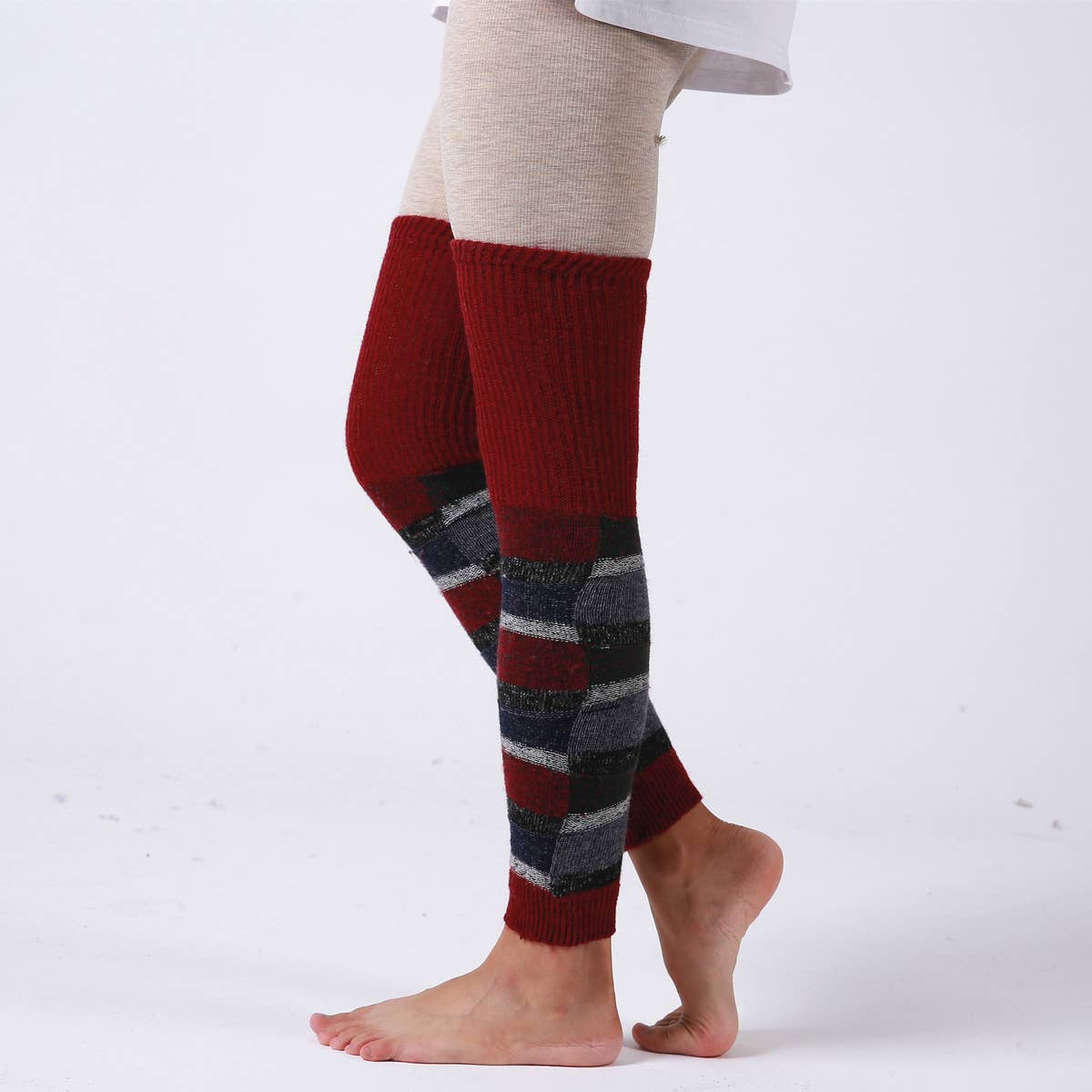COLORFUL STRIPED KNEE HIGH SOCKS_CWMM1784