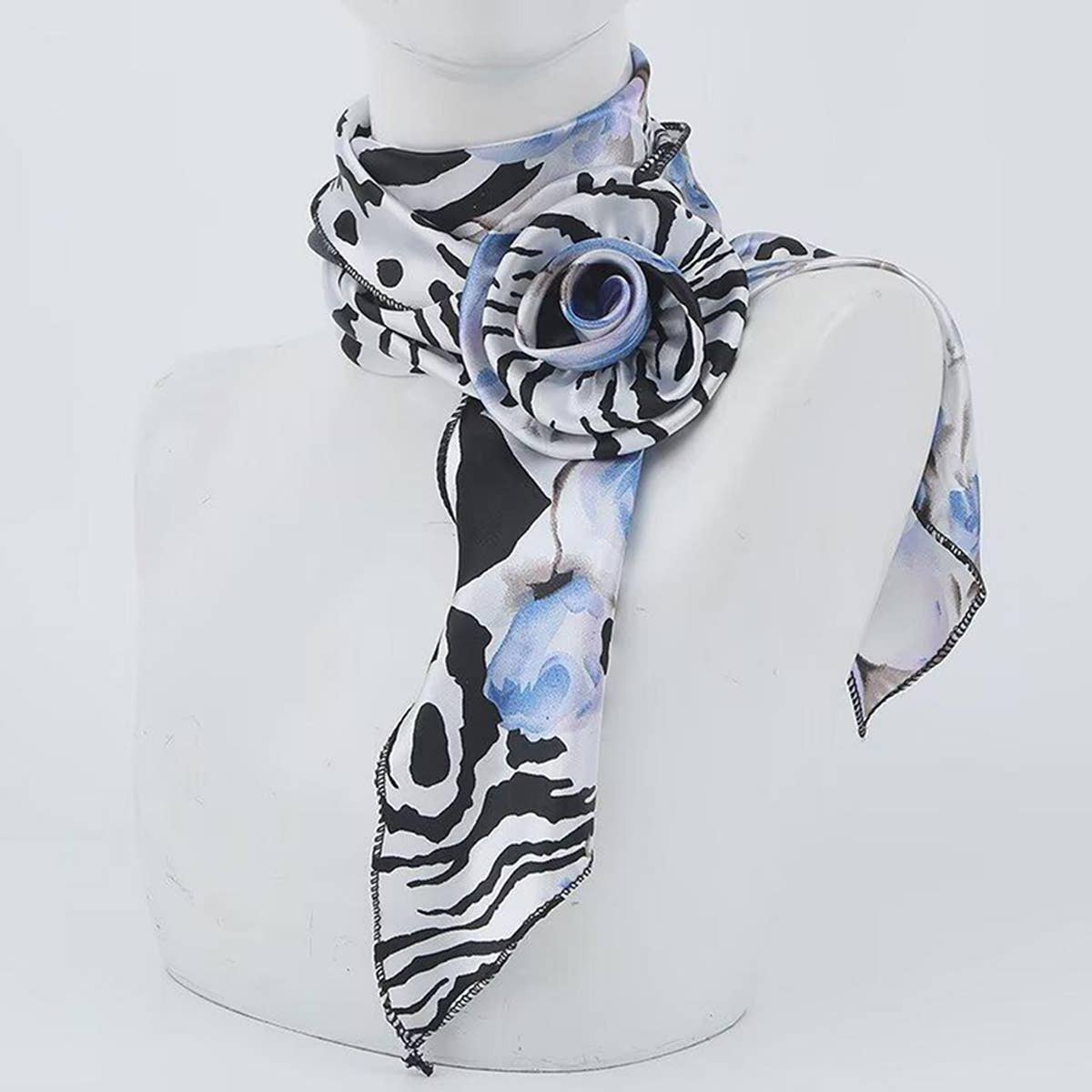 Leopard Rose Print Slim Scarf For Women_Cwasc03967