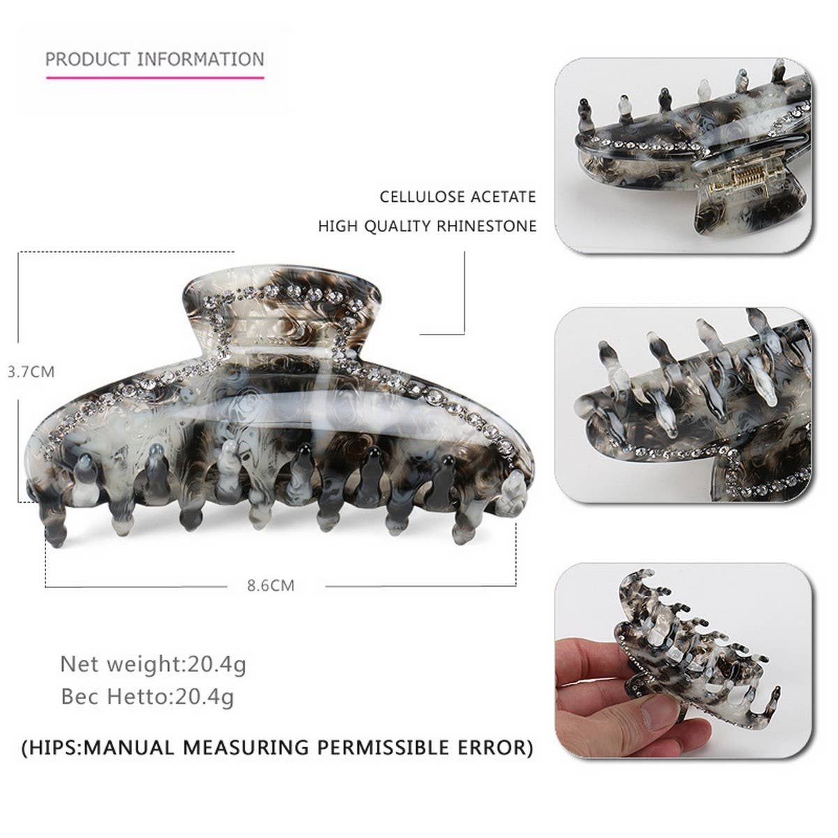 FRENCH RETRO HAIR CLAW RHINESTONE PONYTAIL CLIP_CWAHA4430