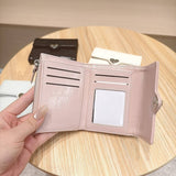 Solid Color Heart Trifold Slim Short Wallet_Cwab06199
