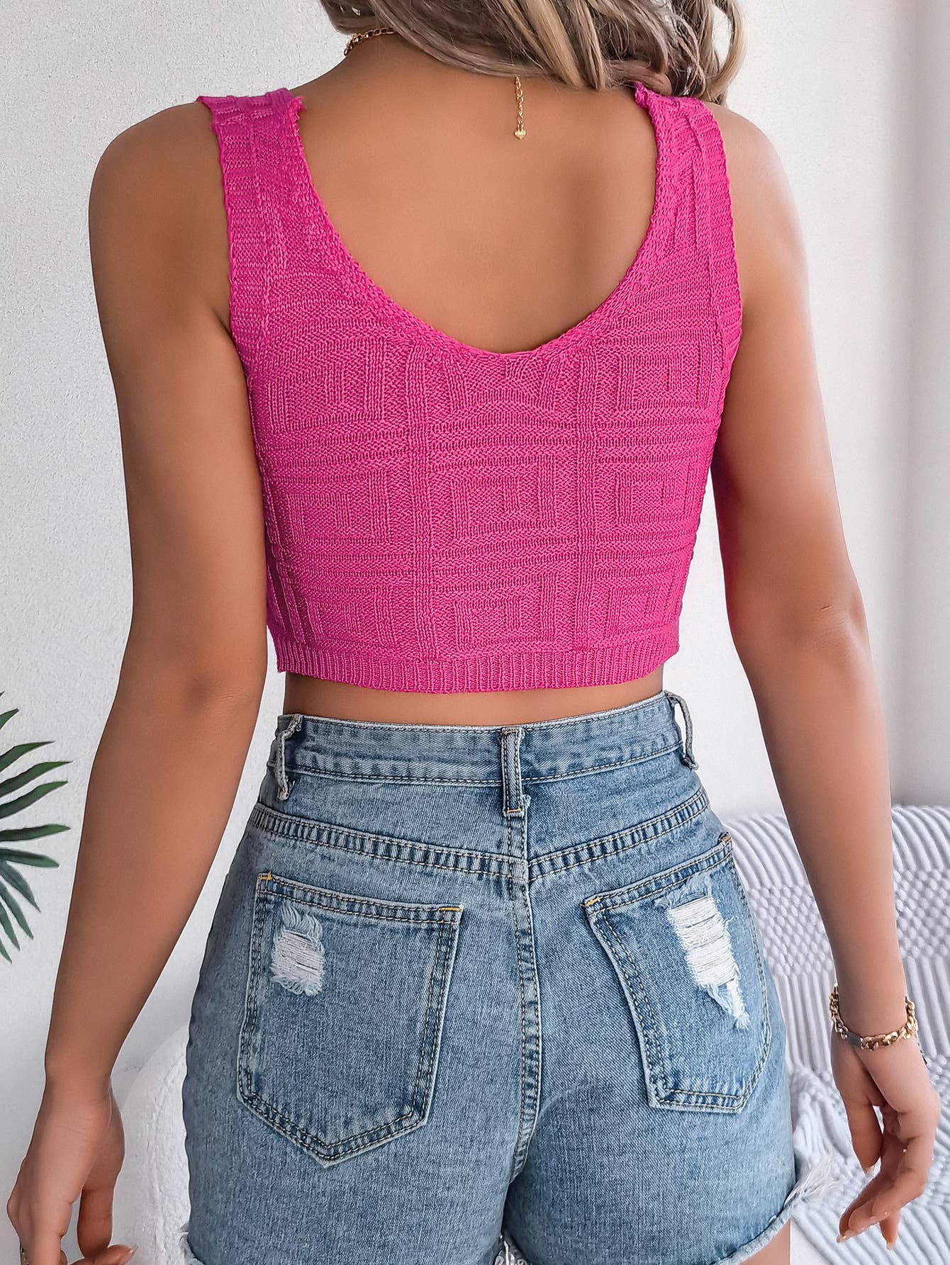 Solid Color Knotted Crop Knit Holiday Top