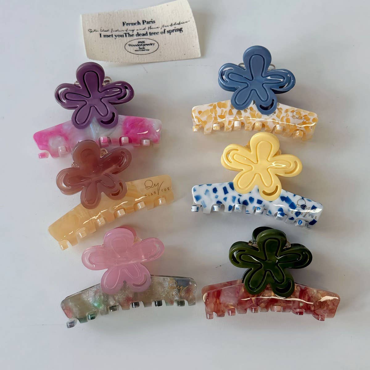 Small Flower Claw Clip Elegant Half Up Style_Cwaha08228