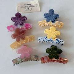 Small Flower Claw Clip Elegant Half Up Style_Cwaha08228