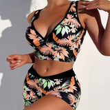 PRINTED DEEP V BIKINI TWO PIECE SWIMSUIT_CWMW0315