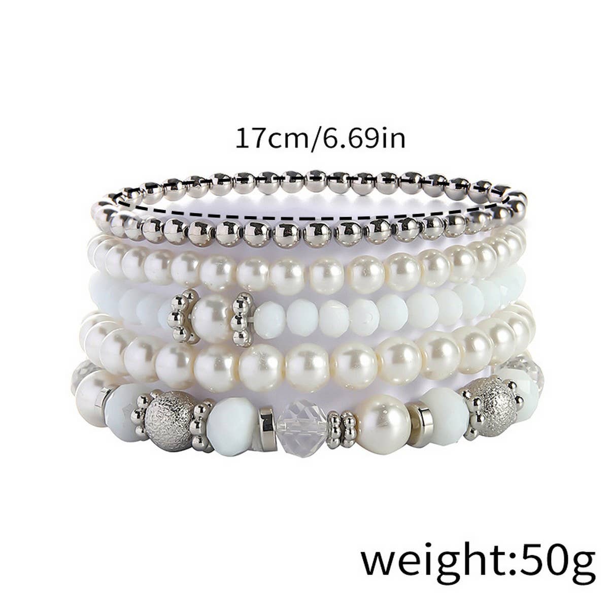 SIMPLE CRYSTAL BEADED STRETCH BRACELET SET_CWMM3529
