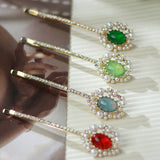 RETRO SIDE EXQUISITE RHINESTONE LEAF HAIR CLIP_CWAHA1225