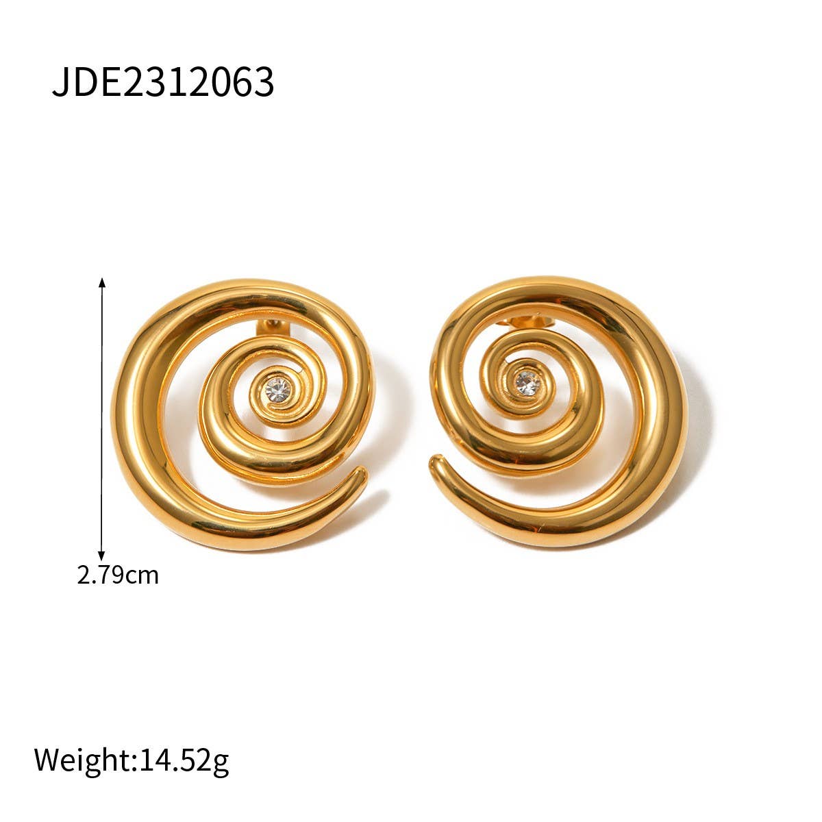 SIMPLE AND STYLISH 18K GOLD SPIRAL EARRINGS_CWASC1661