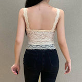 Solid Lace Trim Fitted Camisole Tank Top