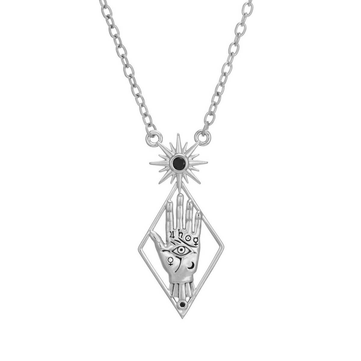 CREATIVE STAINLESS STEEL PALM TOTEM NECKLACE_CWMM5696