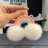 RAINBOW SMALL CLOUD FUR BALL CAR KEYCHAIN PENDANT_CWMM2547
