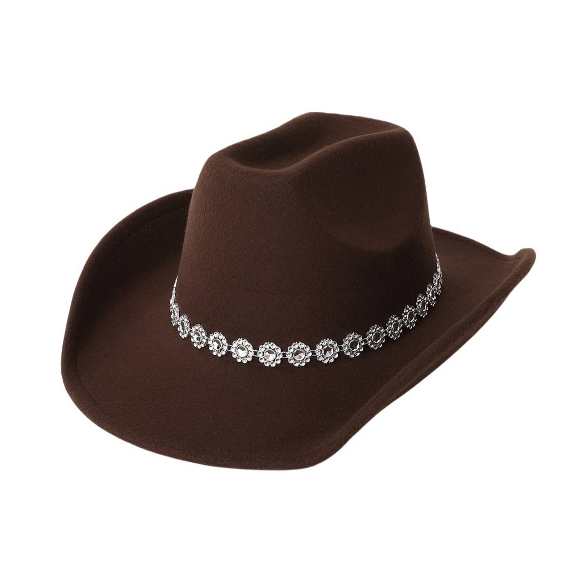 SPIRAL SEQUIN BRIM WESTERN FELT FEDORA HAT_CWAH3625