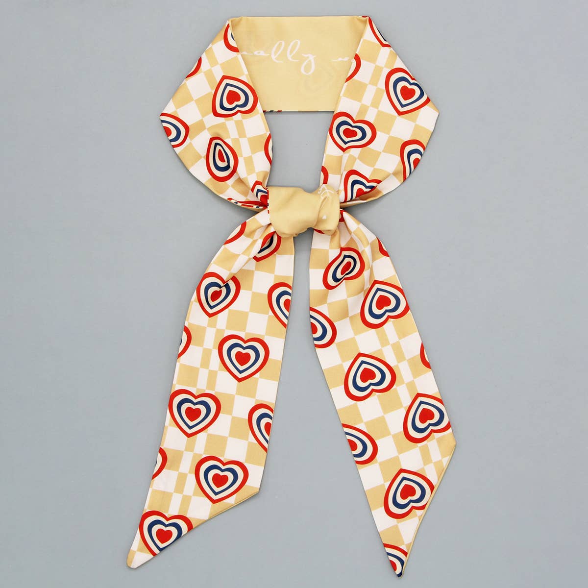 FLORAL LETTER RIBBON SCARF FOR HAIR AND BAG_CWASC0097