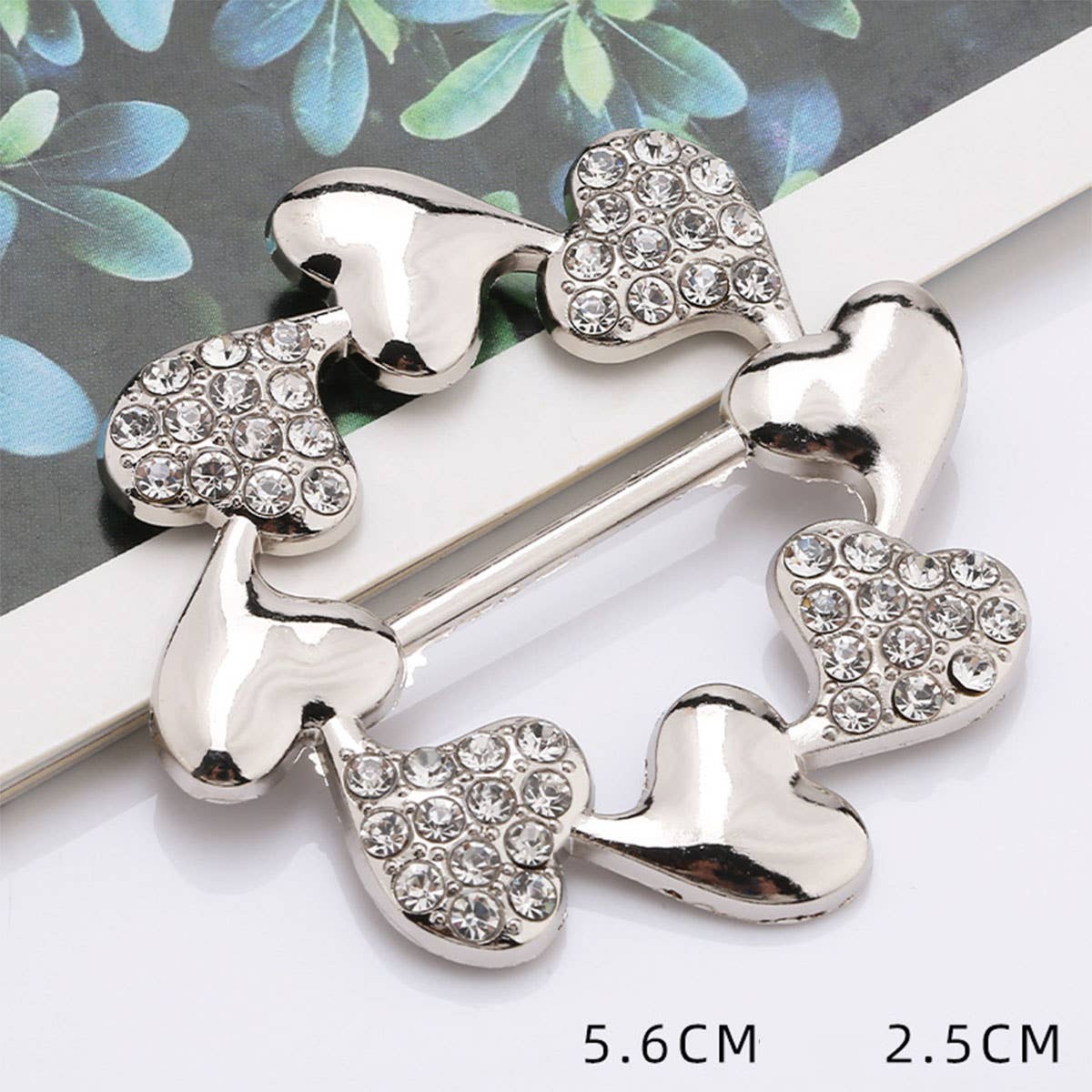 FLOWER RING HEART DIAMOND METAL SCARF RING_CWMM2128