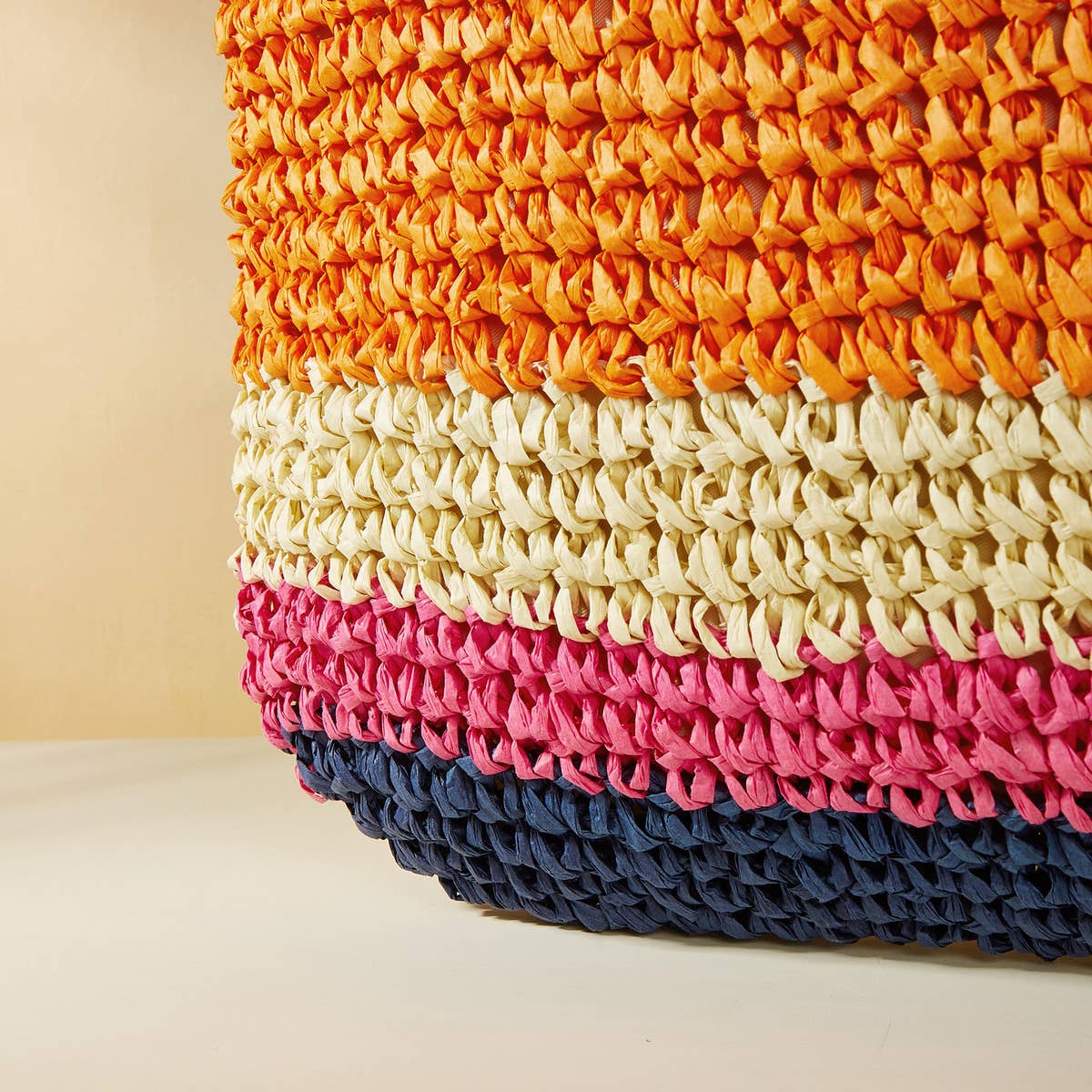 FASHIONABLE STRIPED COLOR BLOCK BEACH CROCHET BAG_CWAB1968