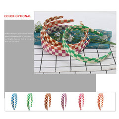 COLORFUL CHECKERED WIDE BRIMMED HEADBAND HAIRPIN_CWAHA4361