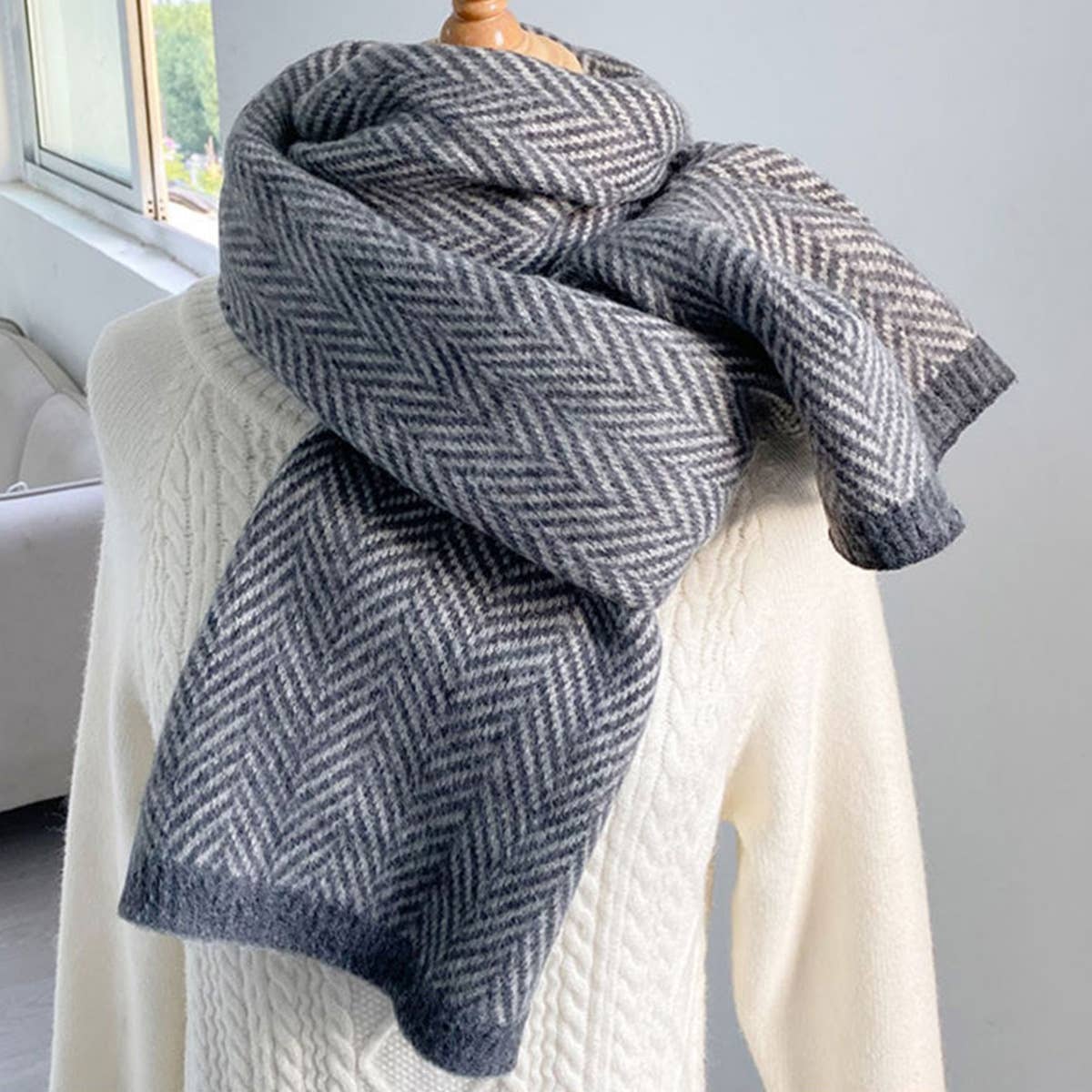 PLAID FAUX CASHMERE SCARF STYLISH WINTER NECK_CWASC1247