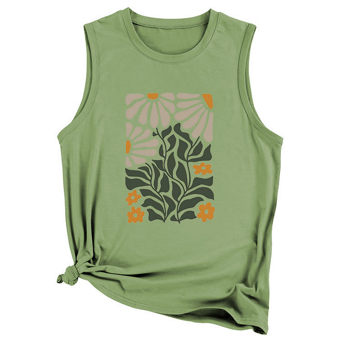 NTAGE YELLOW FLOWER VEST FOR WOMEN SLEEVELESS_CWTTSL0414