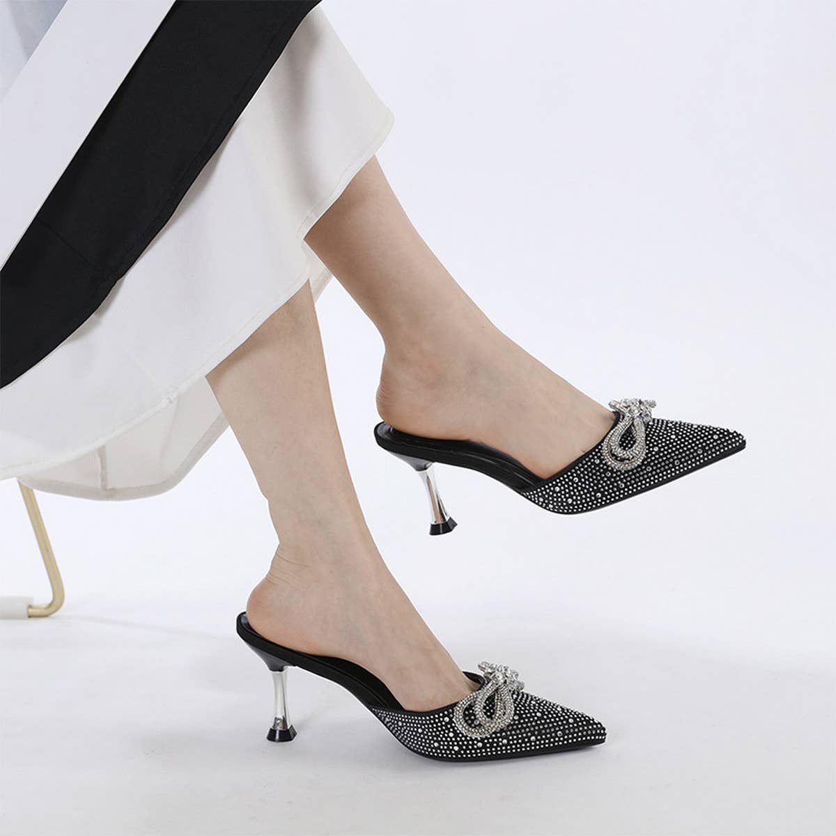 CASUAL TOE BOW STILETTO HEEL SLIPPERS_CWSHS0602