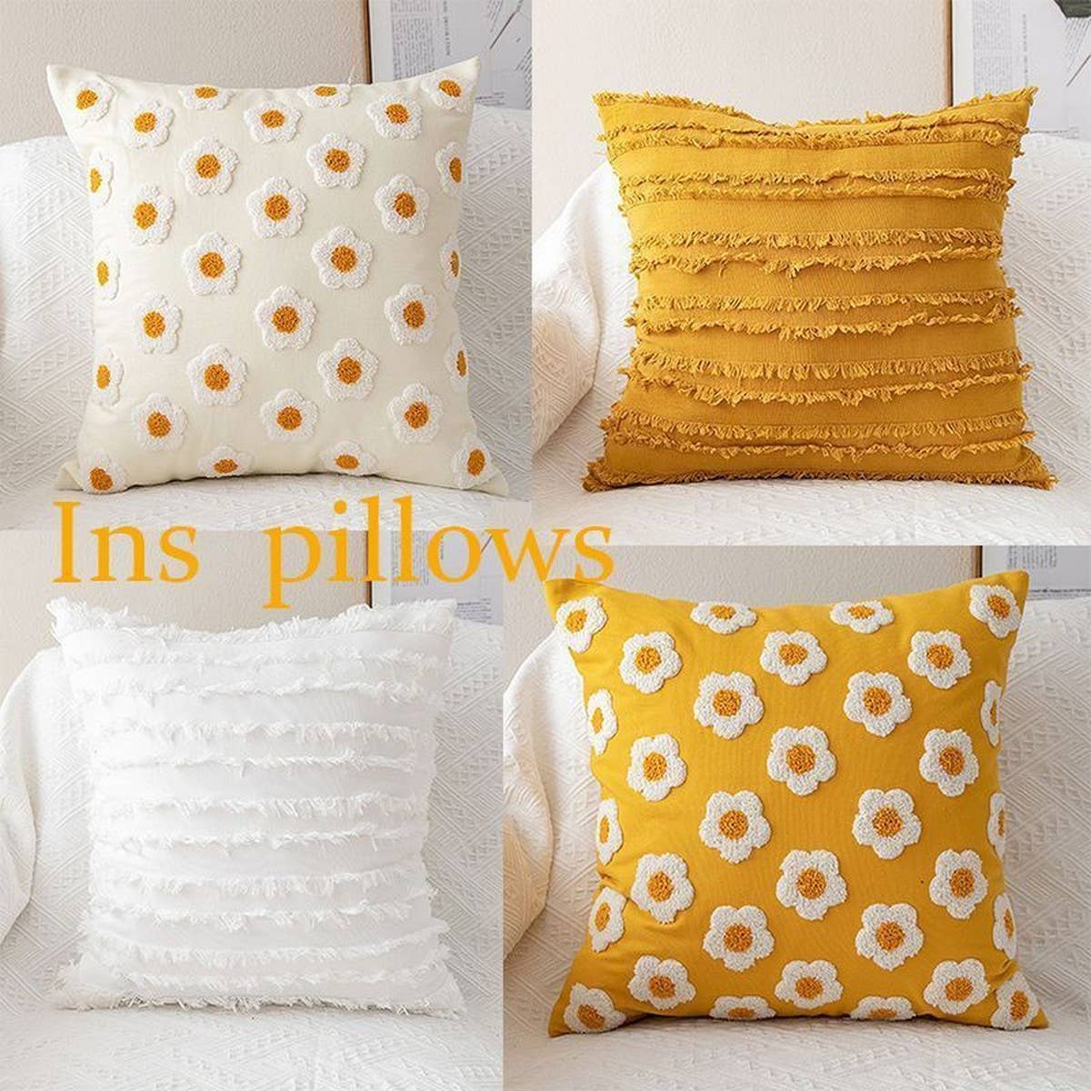DAISY FLOWER PILLOW WITH INSERT FOR SOFA BED DECOR_CWMM7697