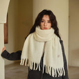 CHUNKY WOOL BLEND SCARF FOR WINTER SOLID COLOR_CWASC2361