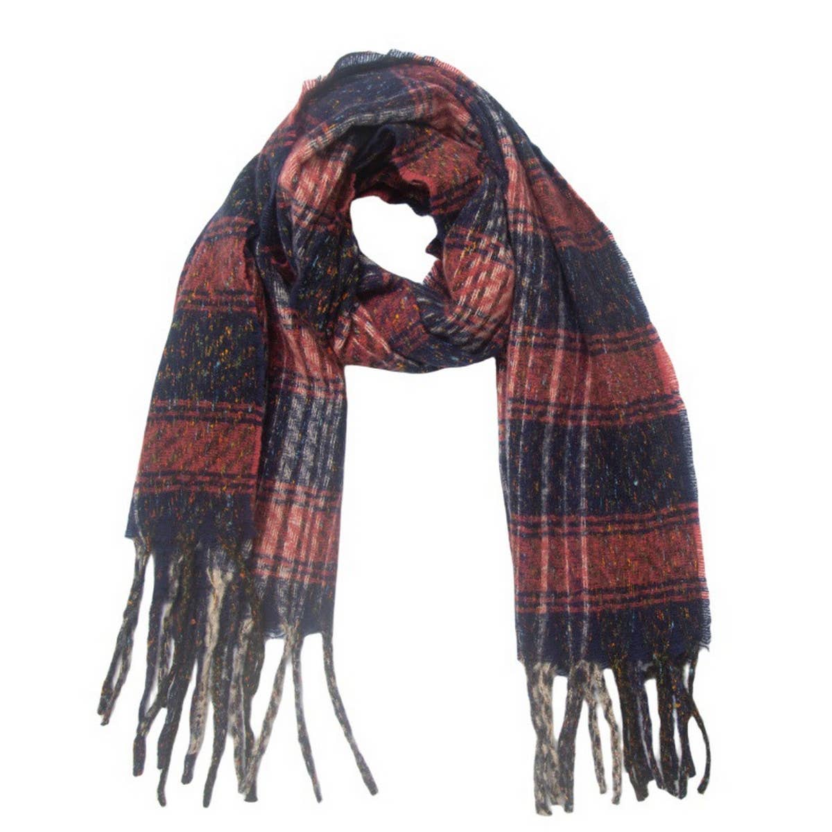 MIXED PLAID FRINGE SCARF UNISEX WINTER SHAWL_CWASC1282