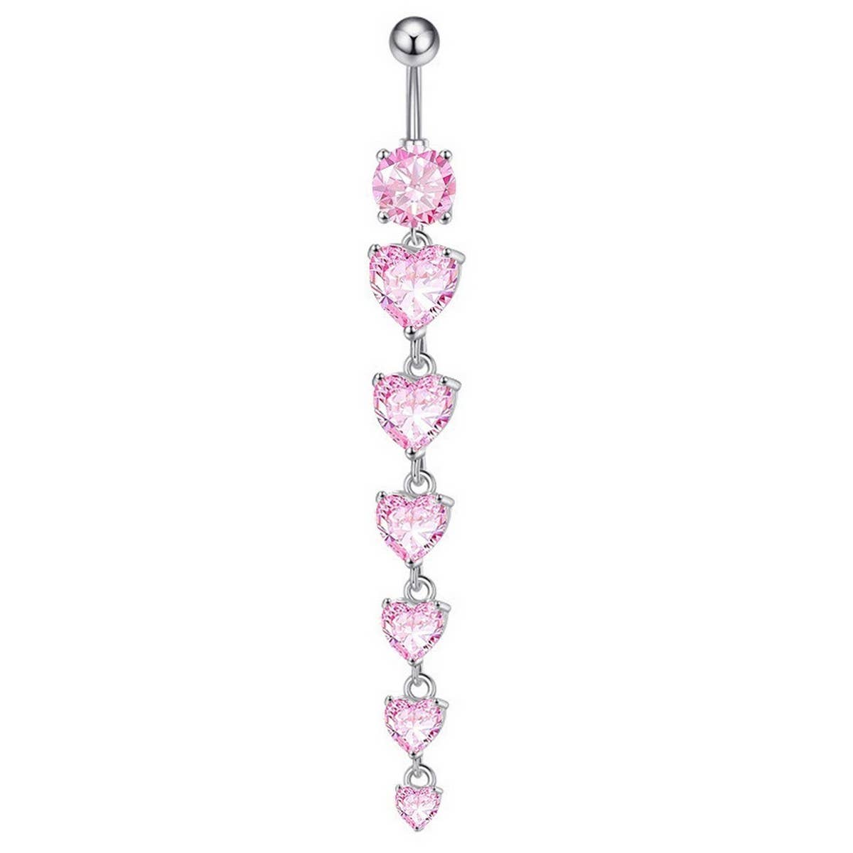 HOT COPPER CZ HEART BAR BELLY RING PIERCING_CWMM9327