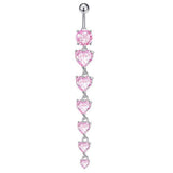 HOT COPPER CZ HEART BAR BELLY RING PIERCING_CWMM9327