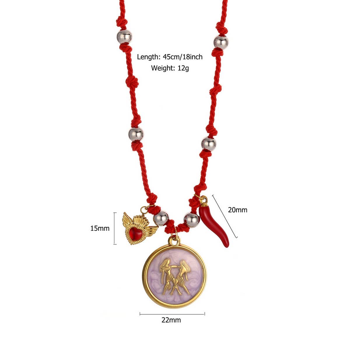 HANDMADE ZODIAC NECKLACE WITH ENAMEL CHARMS_CWMM8810