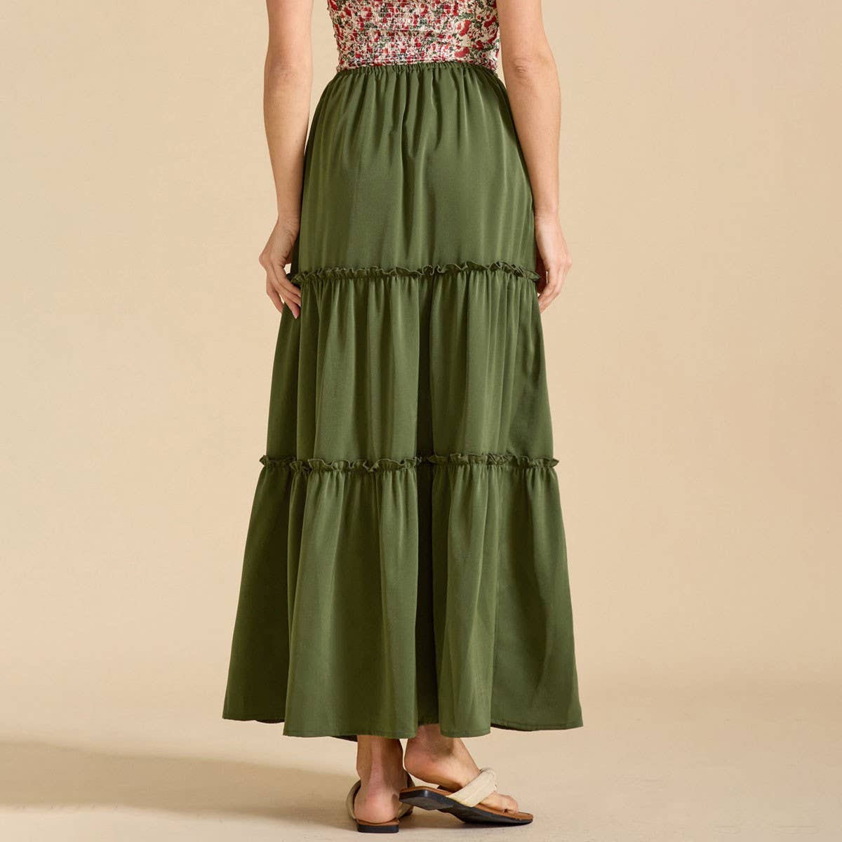 HIGH WAIST ELASTIC MAXI SKIRT WITH ADJUSTABLELACES_CWBSS0418