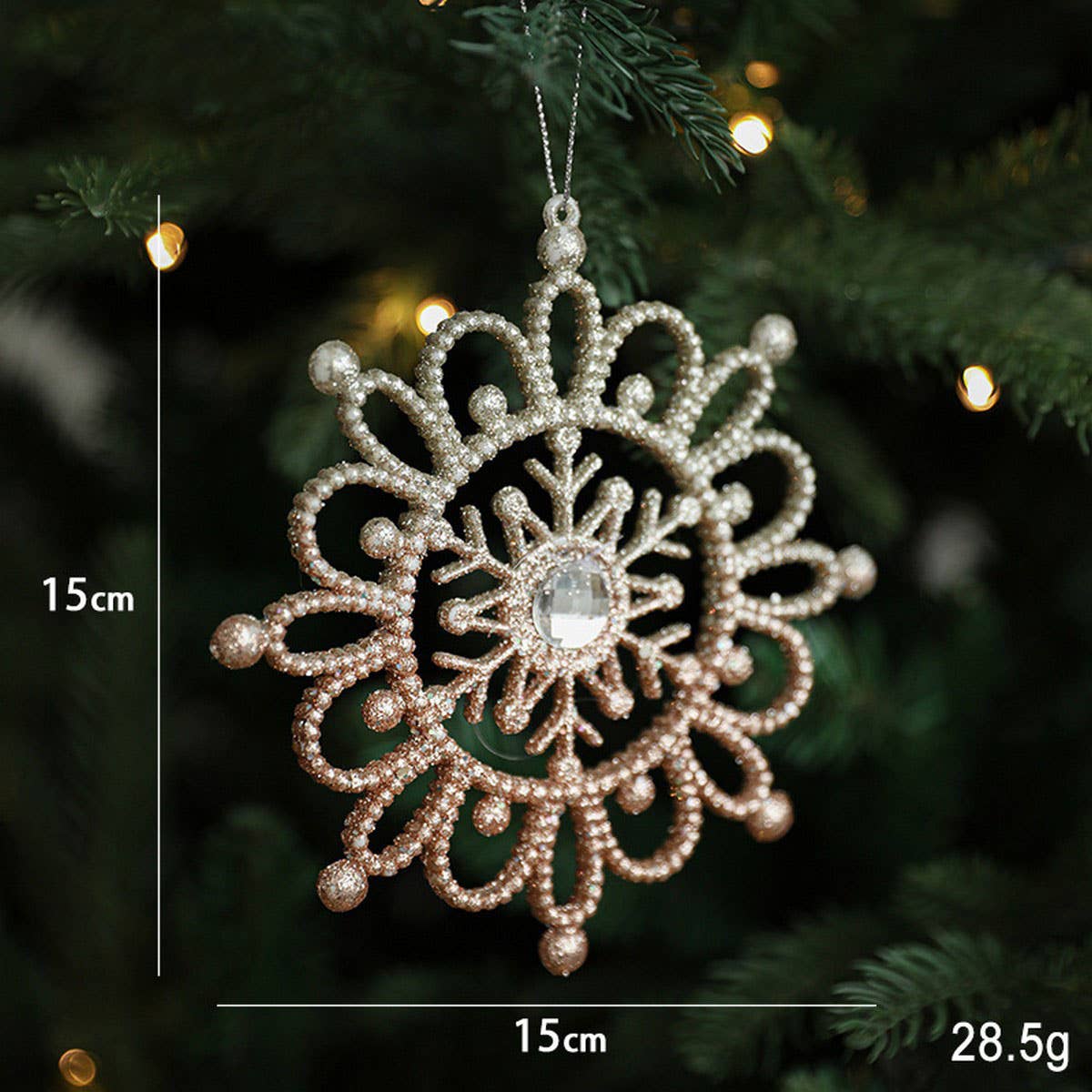 GLITTER REINDEER HOUSE CHRISTMAS TREE ORNAMENT_CWMM9749