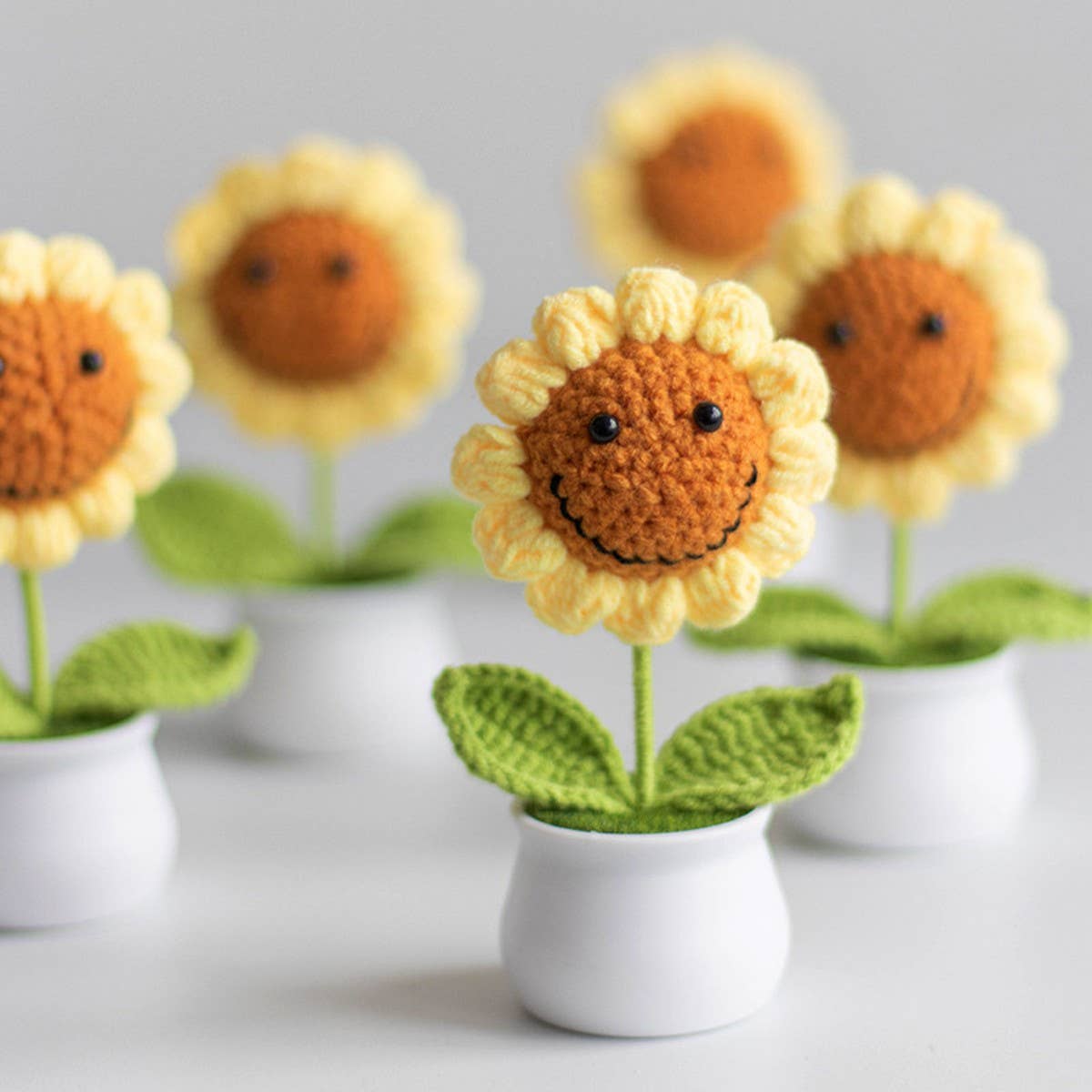 Cwmm9271_Hand-Knitted Sunflower Potted Ornaments