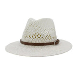 BROWN BELT VENTED SUMMER STRAW SUN HAT_CWAH062 B20315