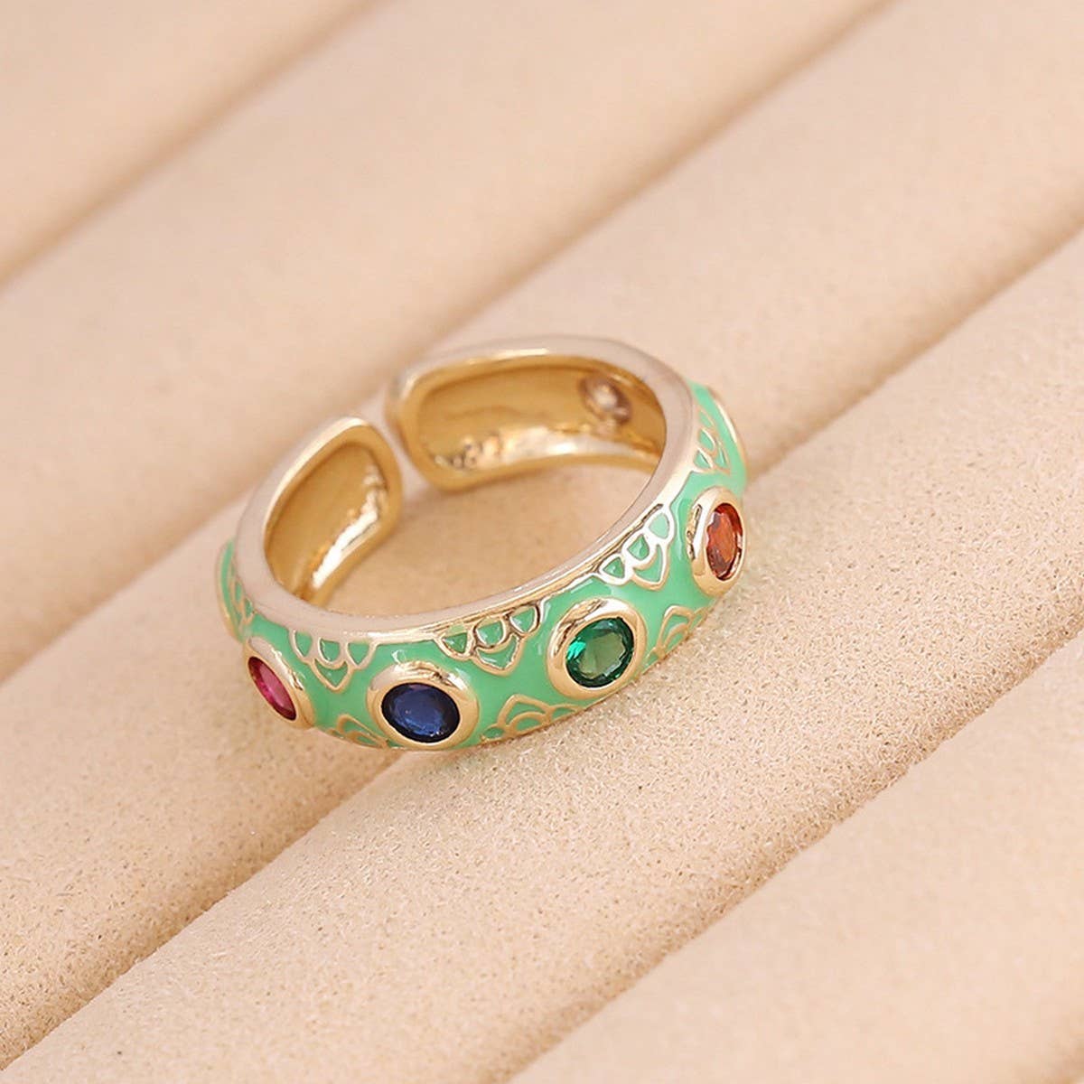 MULTICOLOR OIL DRIP OPEN PERSONALITY HIP HOP RING_CWAJE1743