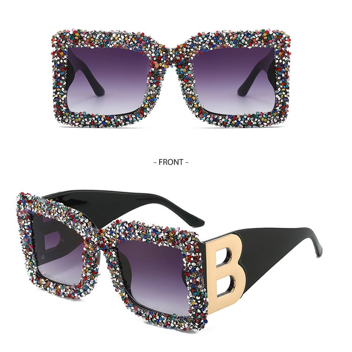 LARGE FRAME B SHAPED TRENDY SUNGLASSES_CWASG0857