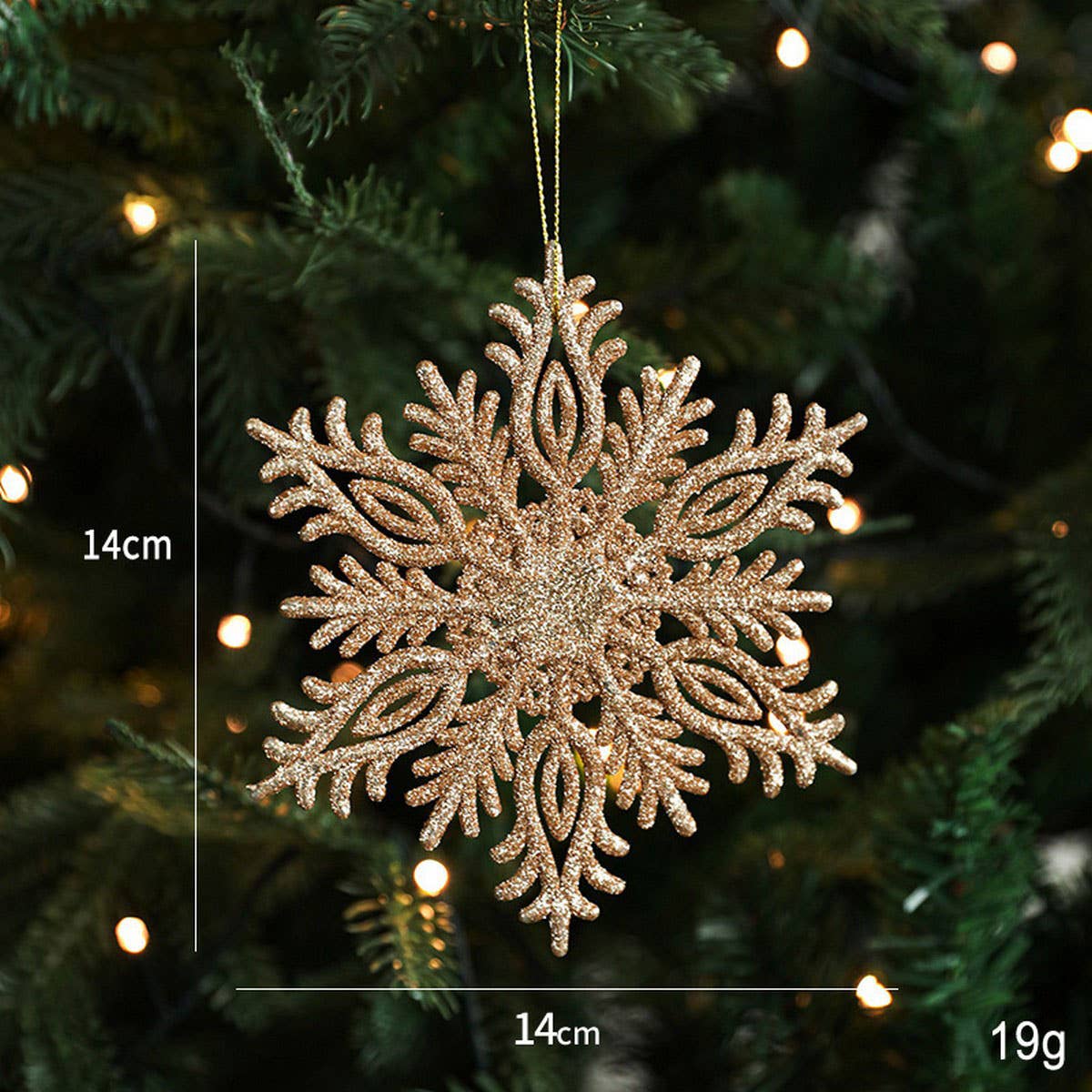 CHAMPAGNE GLITTER PLASTIC CHRISTMAS ORNAMENT_CWMM9756