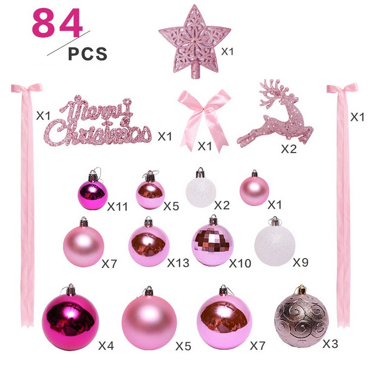 PINK RIBBON TREE TOPPER ORNAMENT SET_CWAJE5301