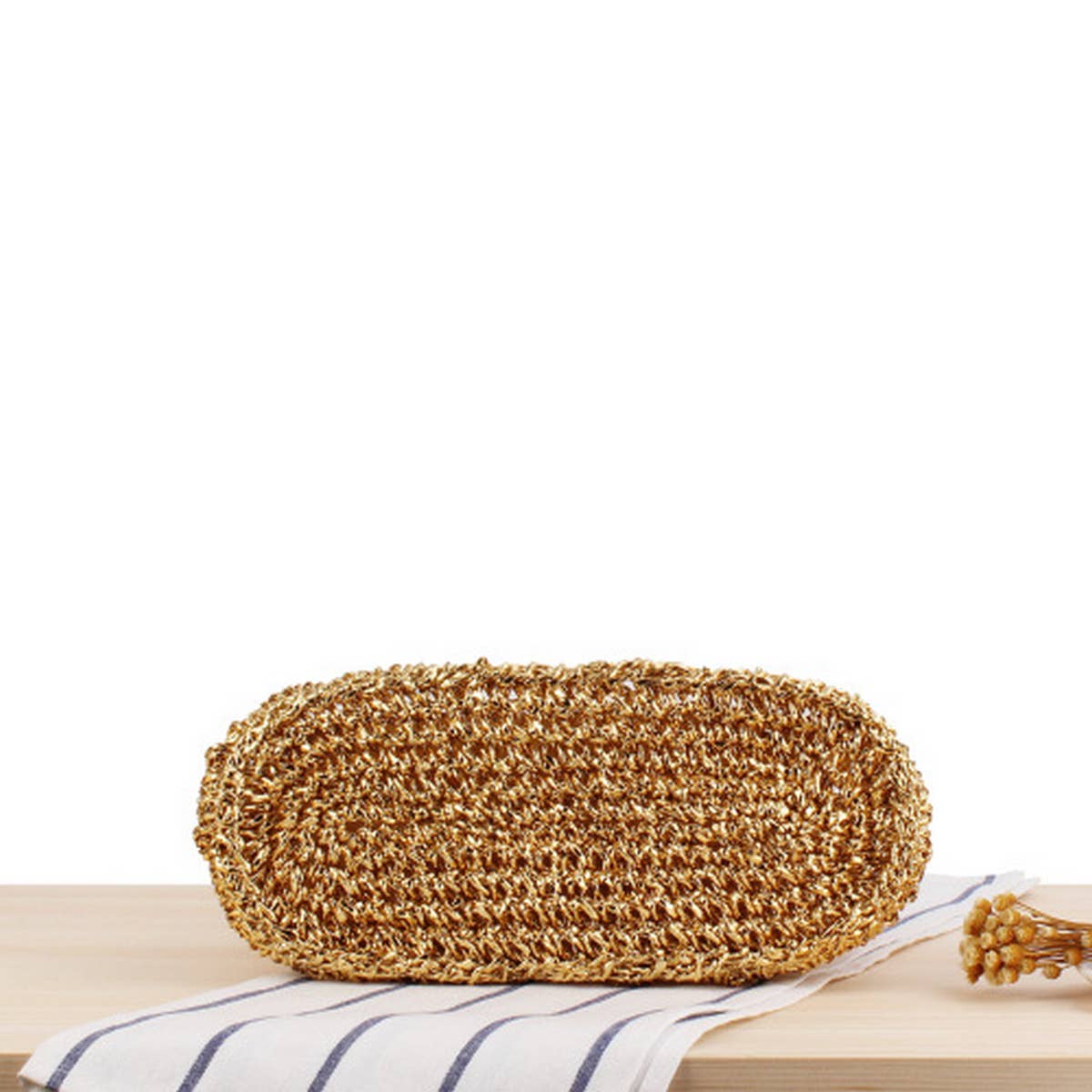 GOLD AND SILVER THREAD HANDMADE CROCHET BAG_CWAB2097