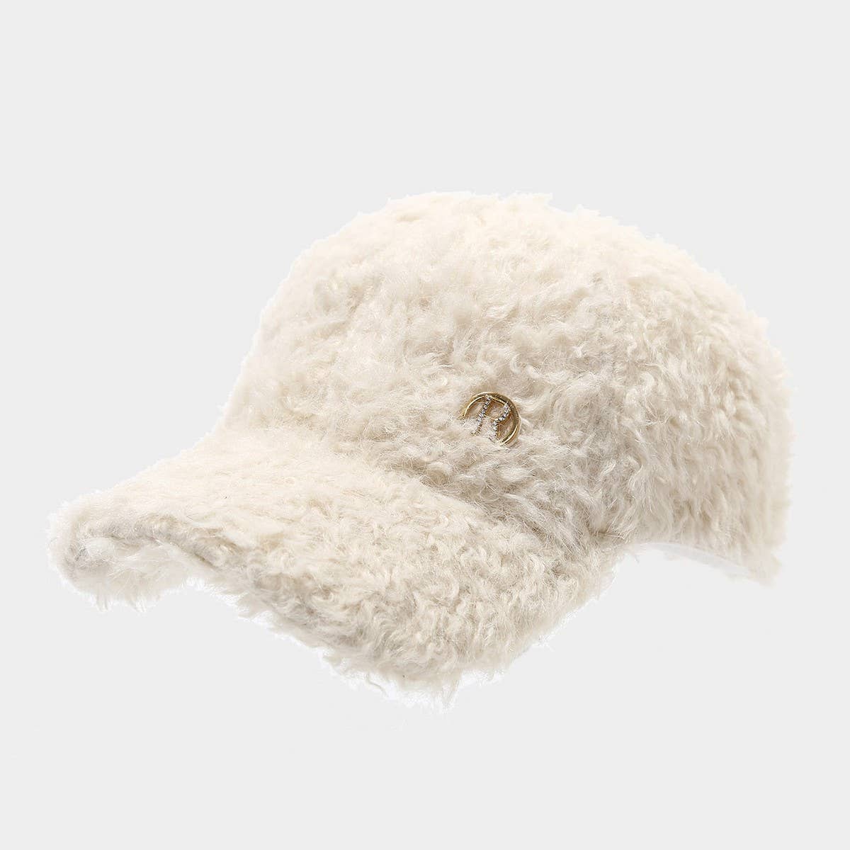 Winter R Letter Plush Warm Baseball Cap Hat_Cwah04766
