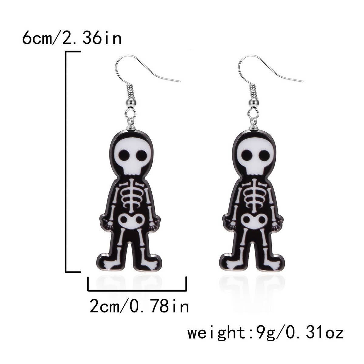 PUMPKIN SKULL BAT FUNNY HALLOWEEN EARRINGS_CWAJE2429